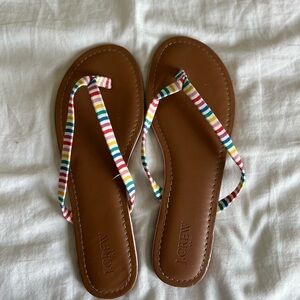 J. Crew Women's Brown Sandals with Multicolor Straps